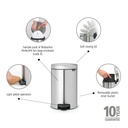 Prullenbak 12.0l NewIcon Brabantia fpp matt steel