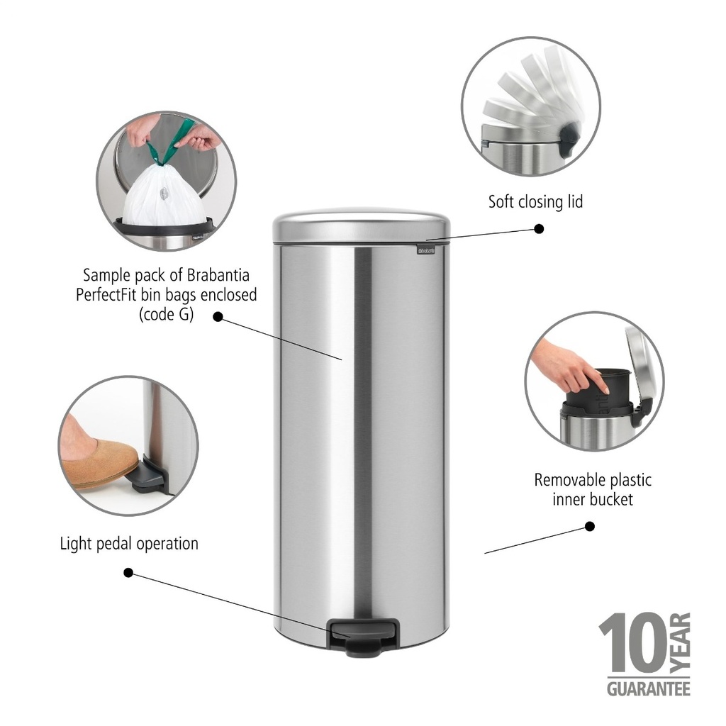 Prullenbak 30.0l NewIcon Brabantia matt steel