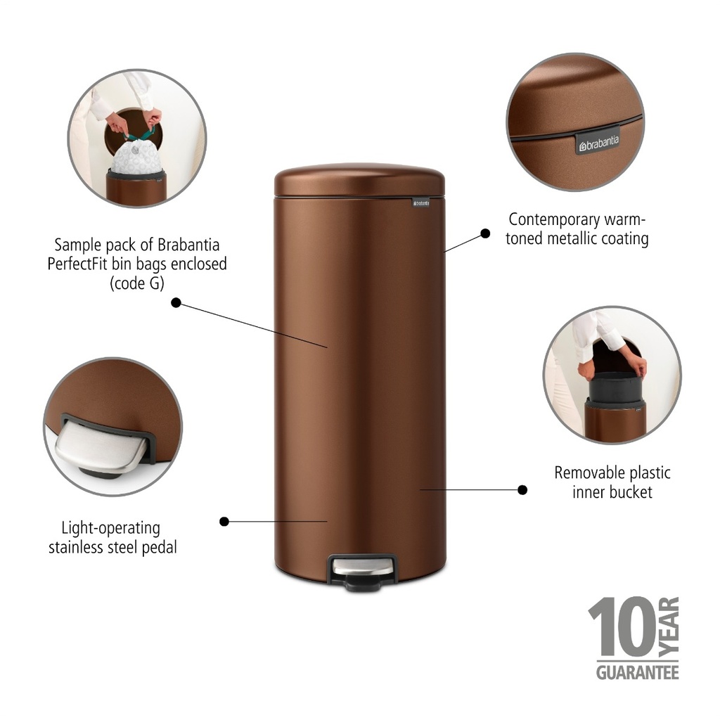 Prullenbak 30.0l NewIcon Brabantia warm bronze