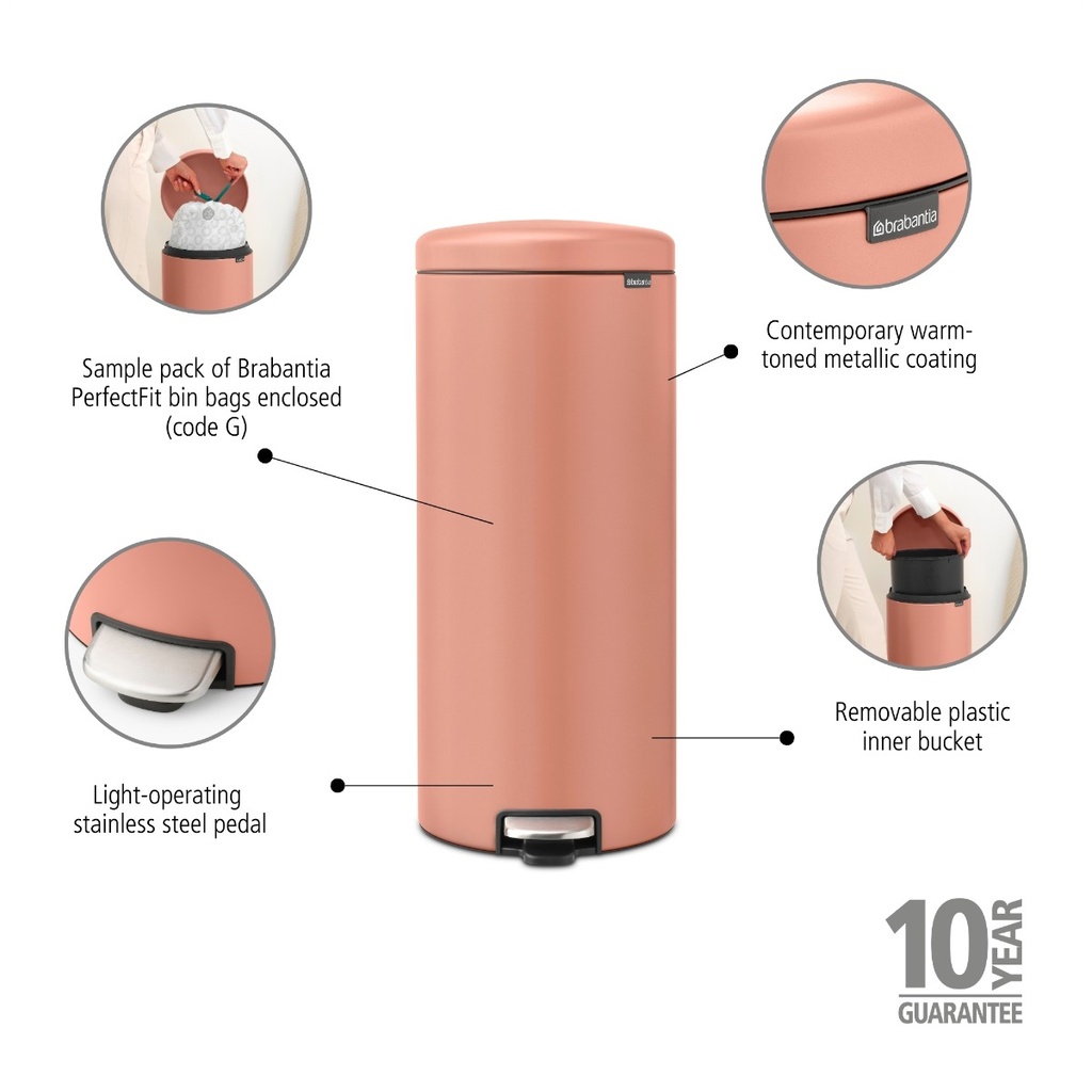 Prullenbak 30.0l NewIcon Brabantia warm copper