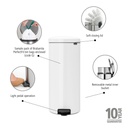 Prullenbak 30.0l NewIcon m/metalen binnenemmer Brabantia white