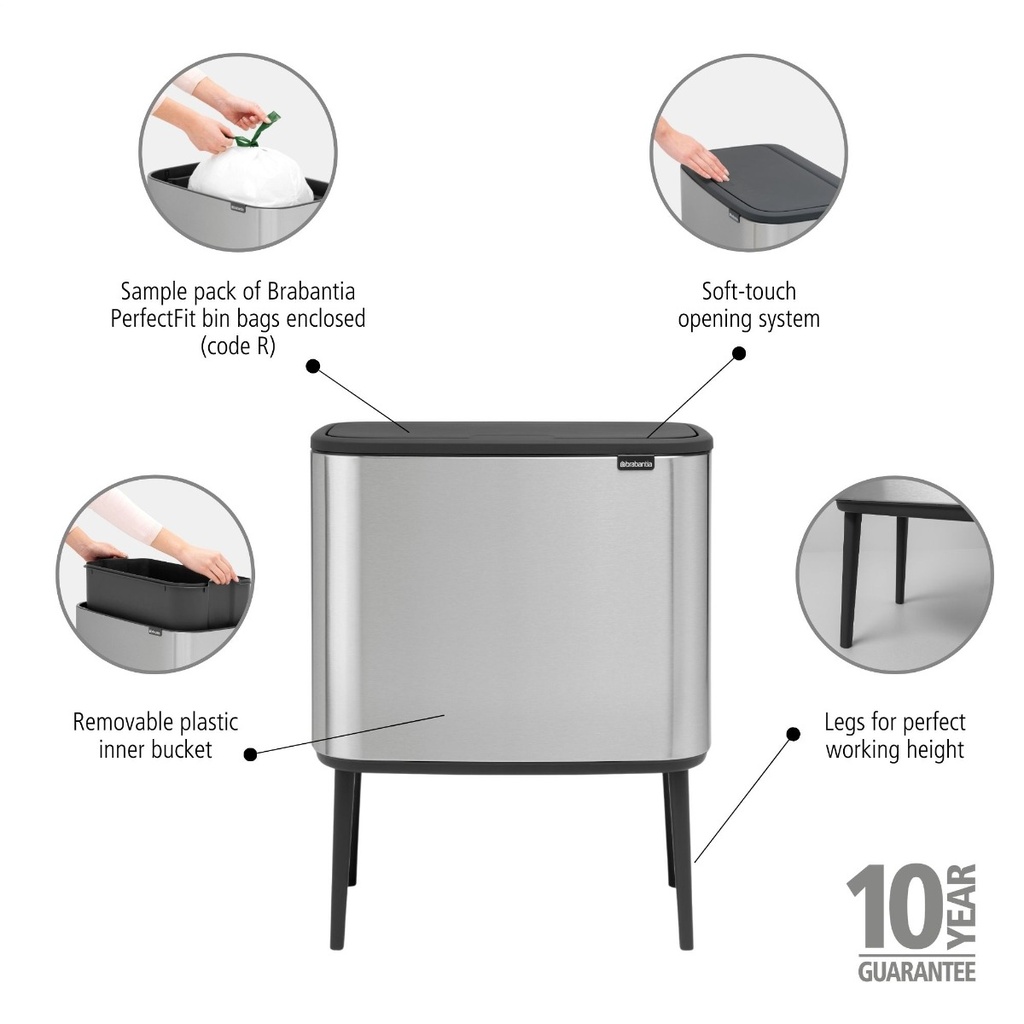 Prullenbak 36.0l Bo touch Brabantia fpp matt steel