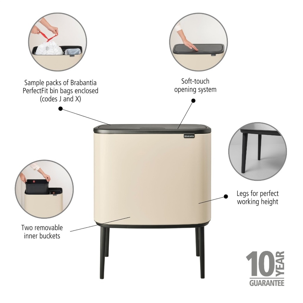 Prullenbak 11/23.0l Bo touch Brabantia soft beige