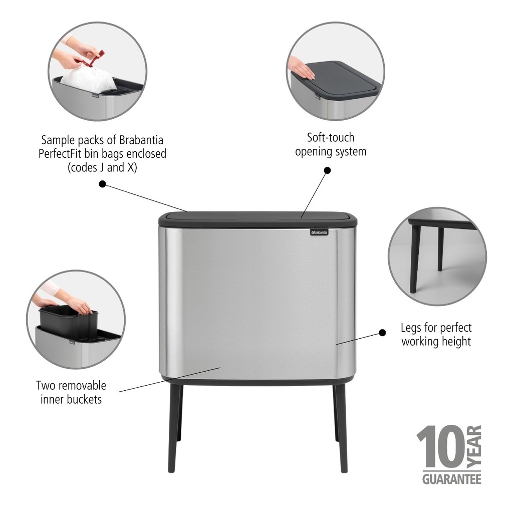 Prullenbak 11/23.0l Bo touch Brabantia fpp matt steel