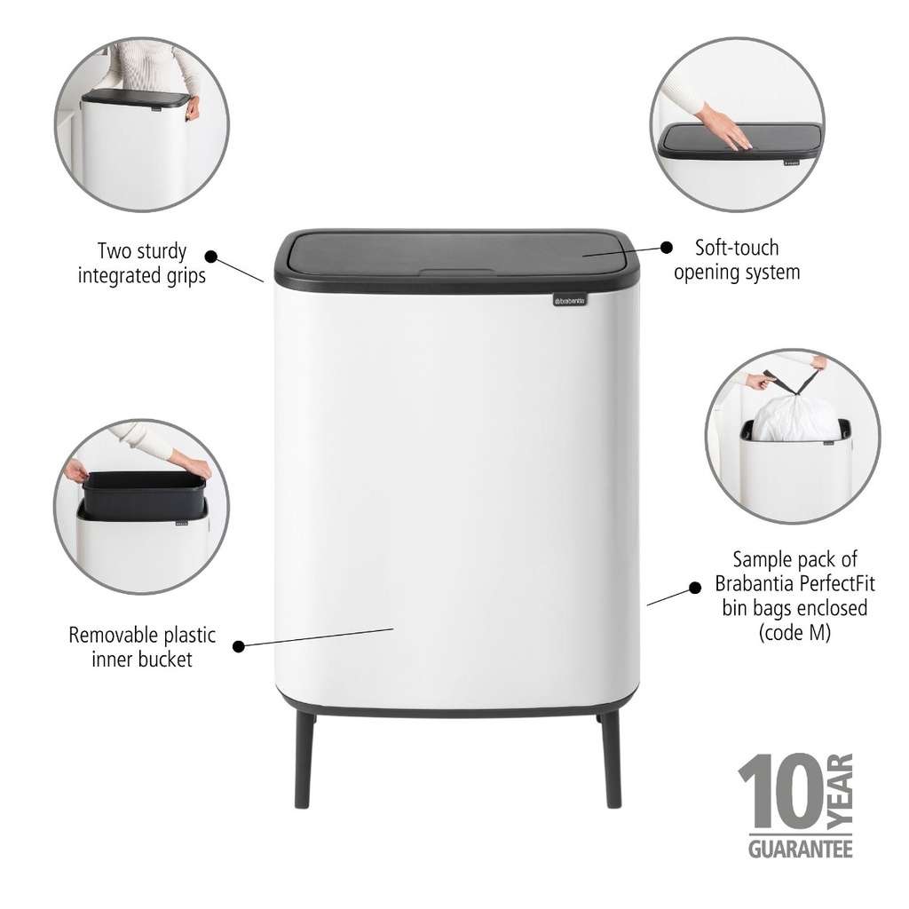 Prullenbak 60.0l Bo touch Hi Brabantia white