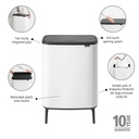 Prullenbak 60.0l Bo touch Hi Brabantia white