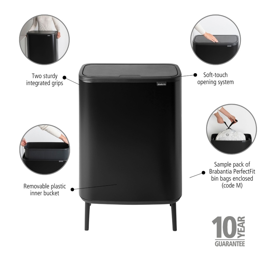 Prullenbak 60.0l Bo touch Hi Brabantia matt black