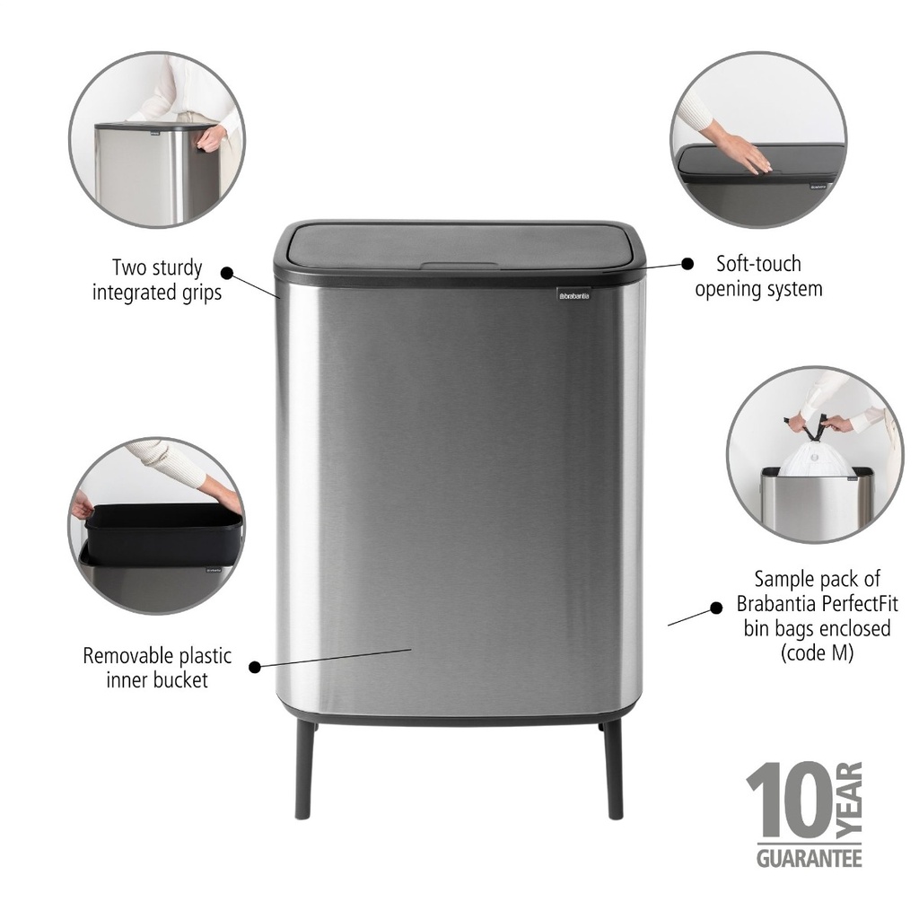 Prullenbak 60.0l Bo touch Hi Brabantia fpp matt steel