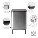 Prullenbak 60.0l Bo touch Hi Brabantia fpp matt steel