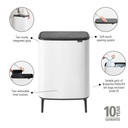 Prullenbak 2x30.0l Bo touch Hi Brabantia white