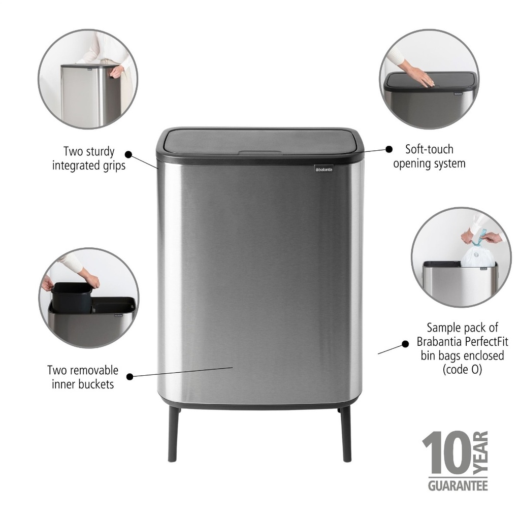 Prullenbak 2x30.0l Bo touch Hi Brabantia fpp matt steel