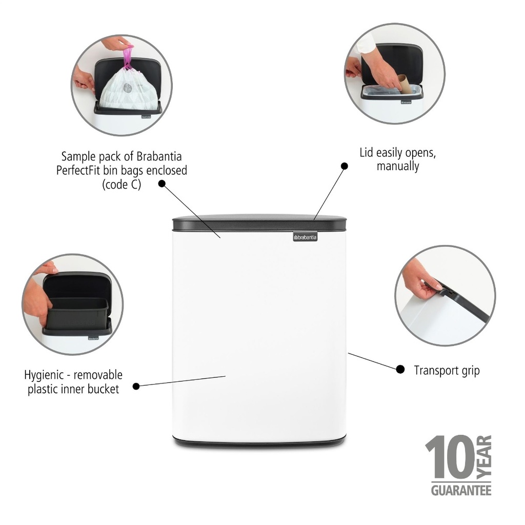 Prullenbak 12.0l Bo Brabantia white