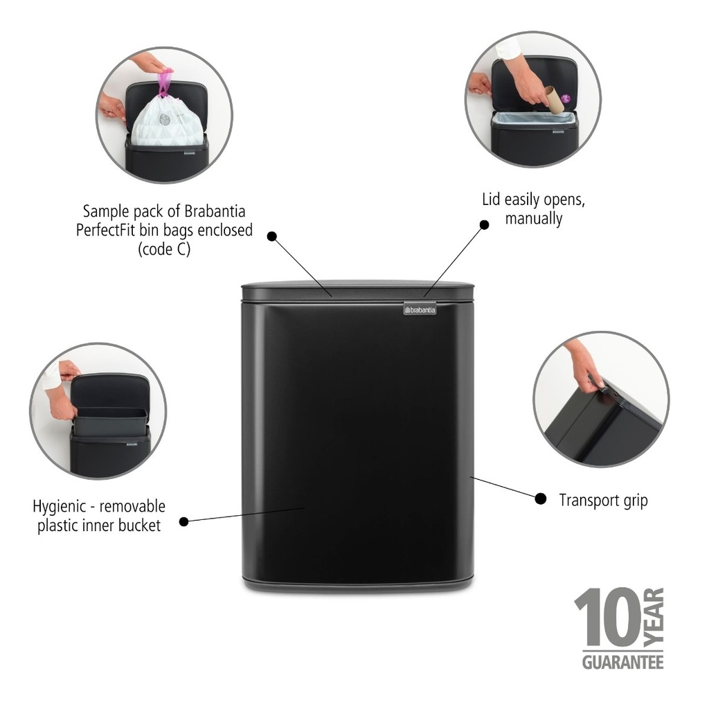 Prullenbak 12.0l Bo Brabantia matt black