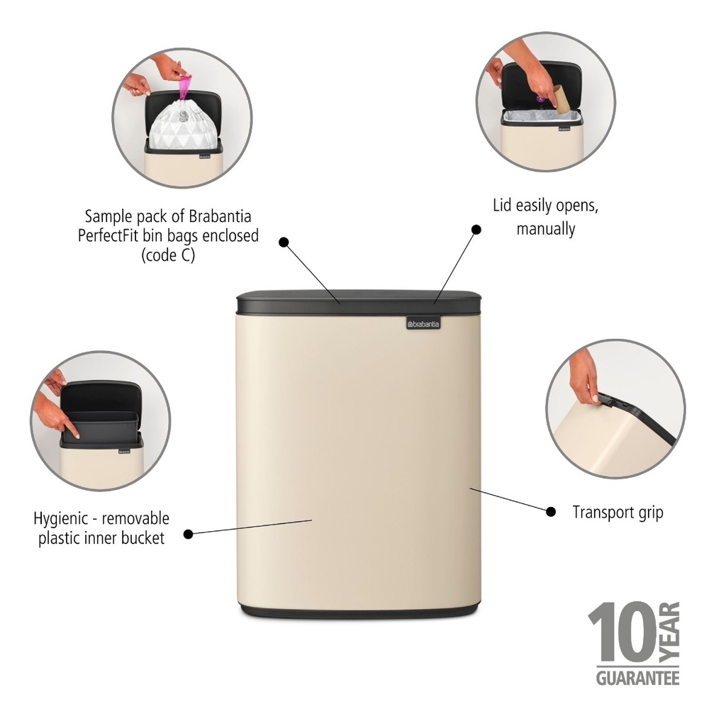 Prullenbak 12.0l Bo Brabantia soft beige