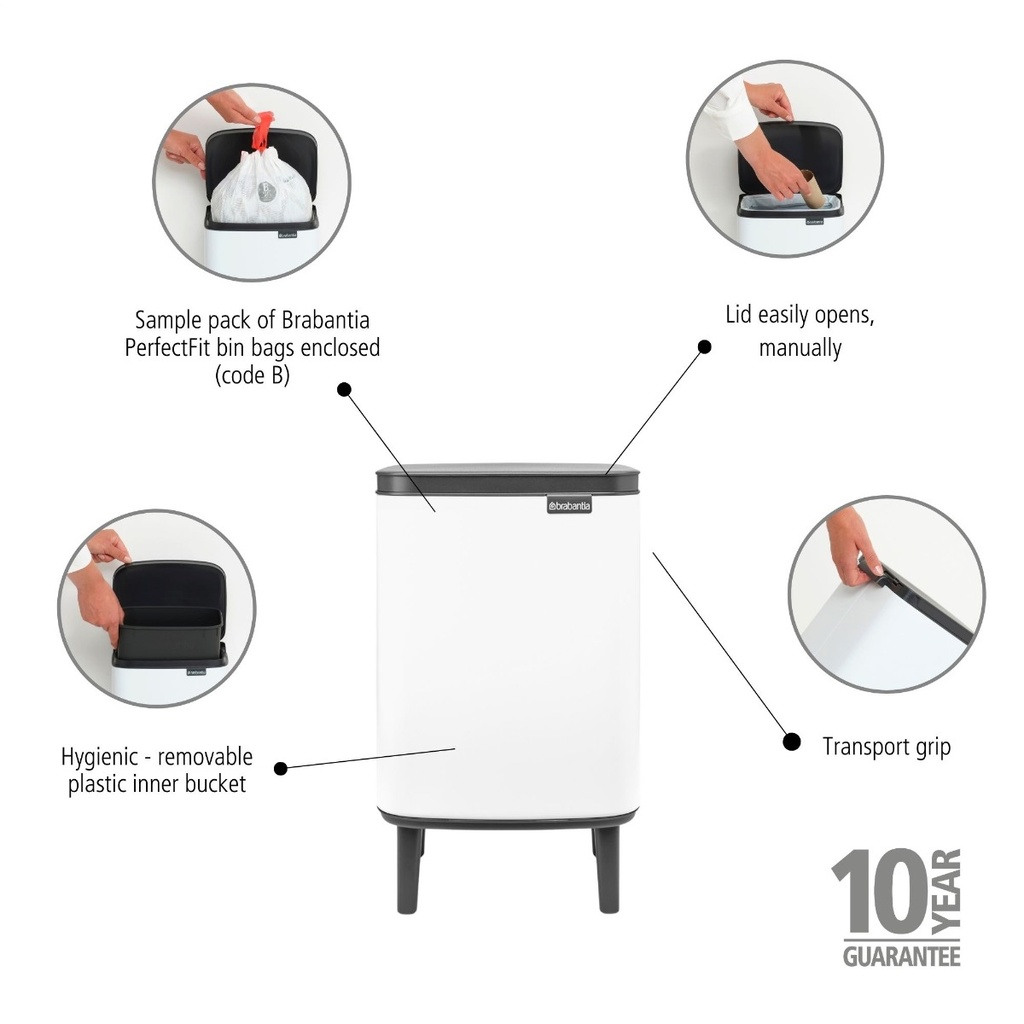 Prullenbak 7.0l Bo op poten Brabantia white