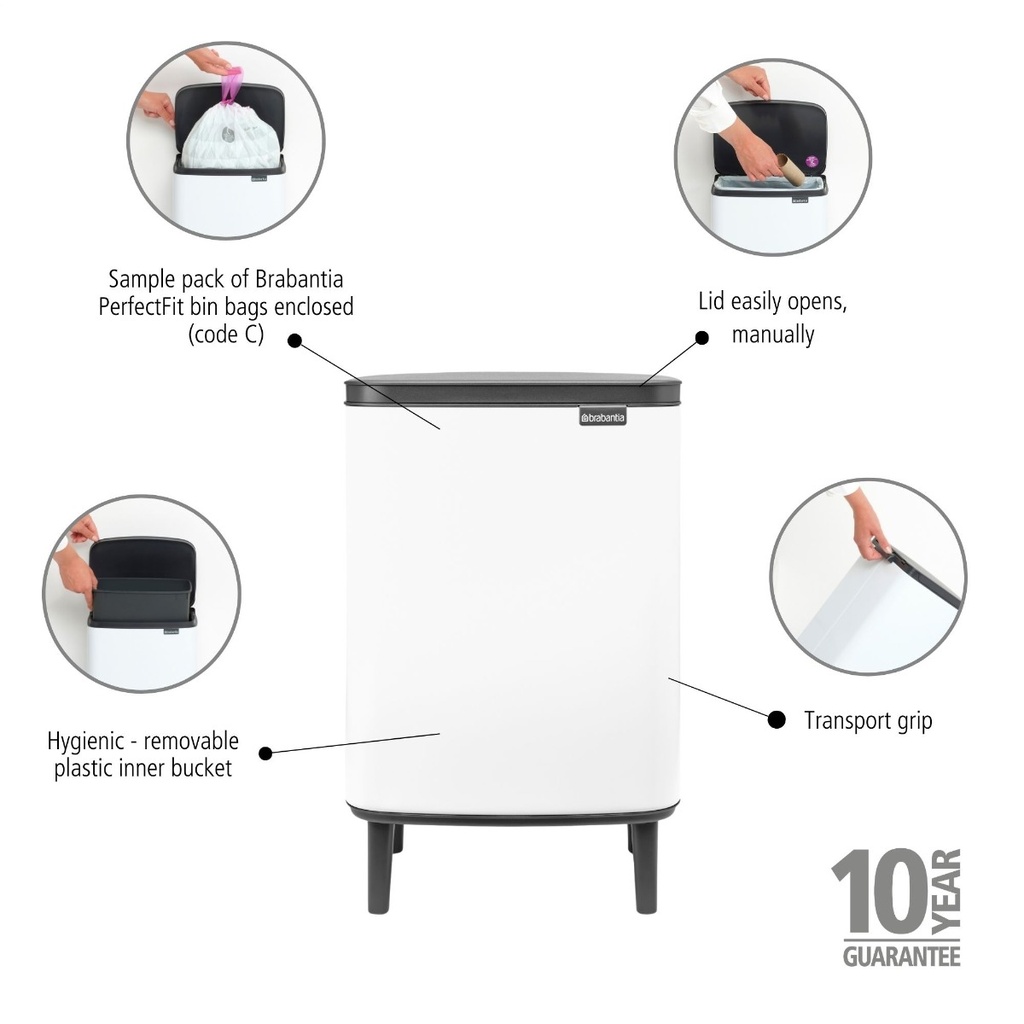 Prullenbak 12.0l Bo op poten Brabantia white