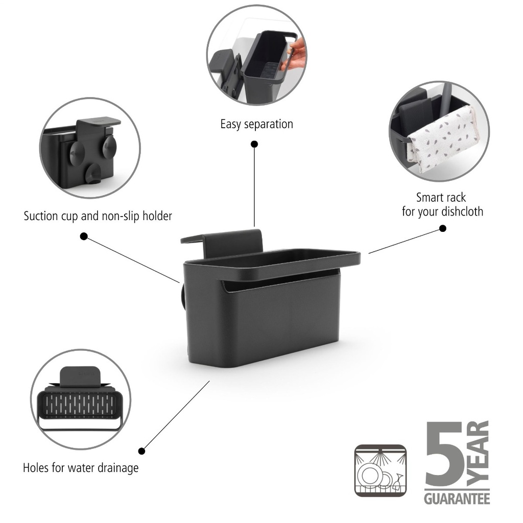 Gootsteen organiser sinkside Brabantia dark grey