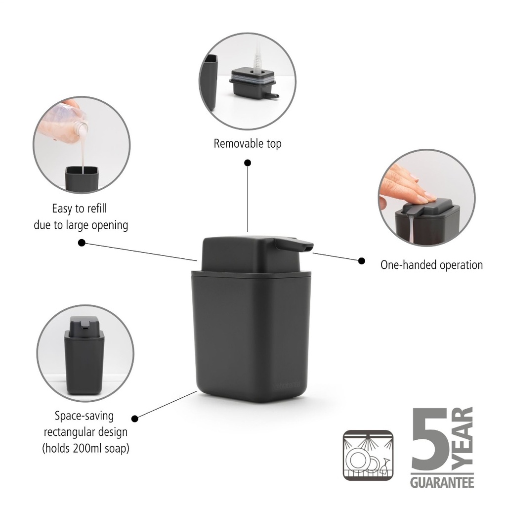 Zeepdispenser 20.0cl sinkside Brabantia dark grey