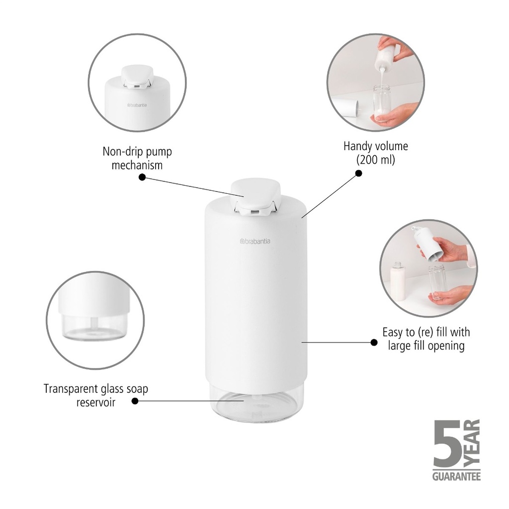Zeepdispenser 20.0cl sinkstyle Brabantia mineral fresh white