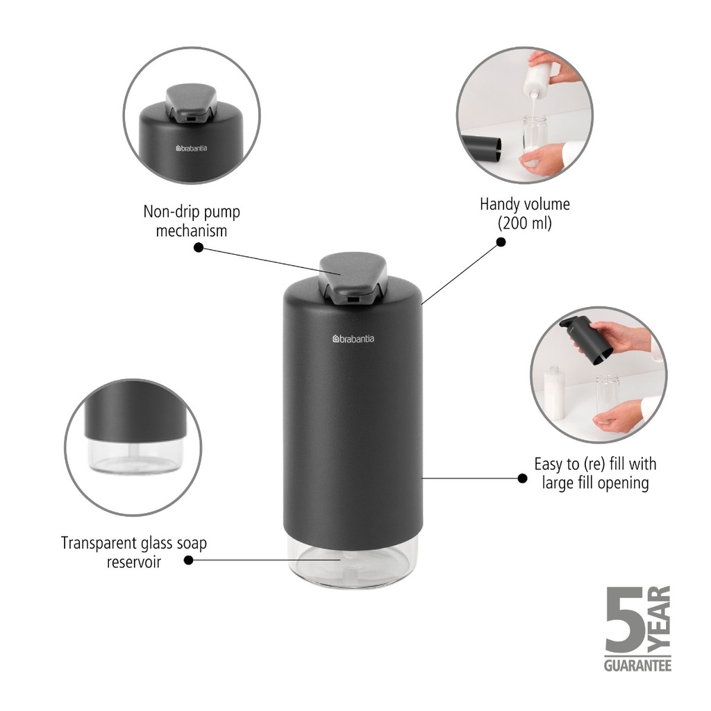 Zeepdispenser 20.0cl sinkstyle Brabantia mineral infinite grey