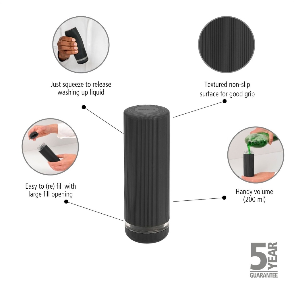 Afwasmiddeldispenser knijpfles 20.0cl sinkstyle Brabantia dark grey