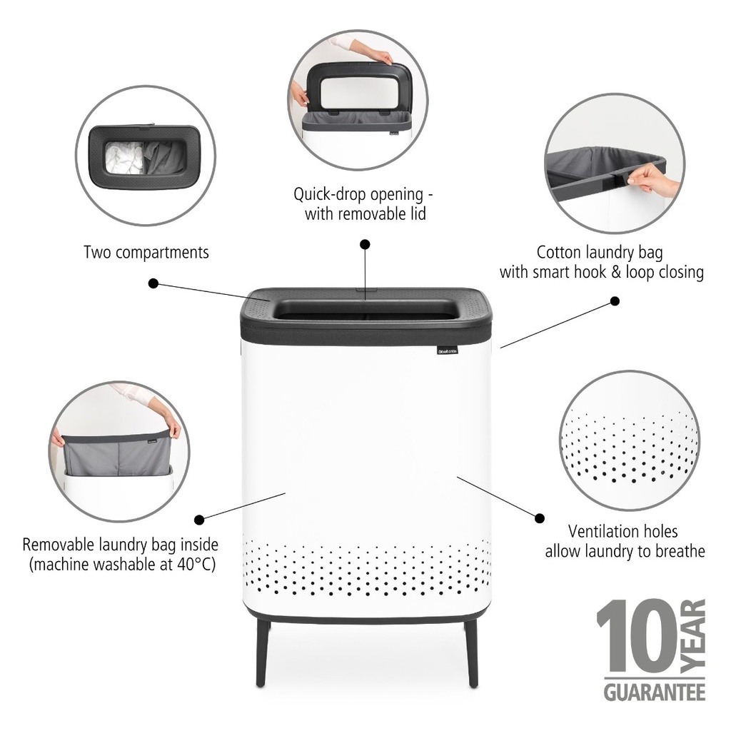 Wasbox 2x45.0l Bo Hi Brabantia white
