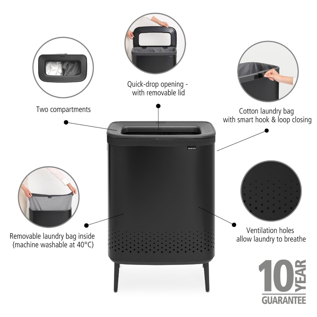 Wasbox 2x45.0l Bo Hi Brabantia matt black