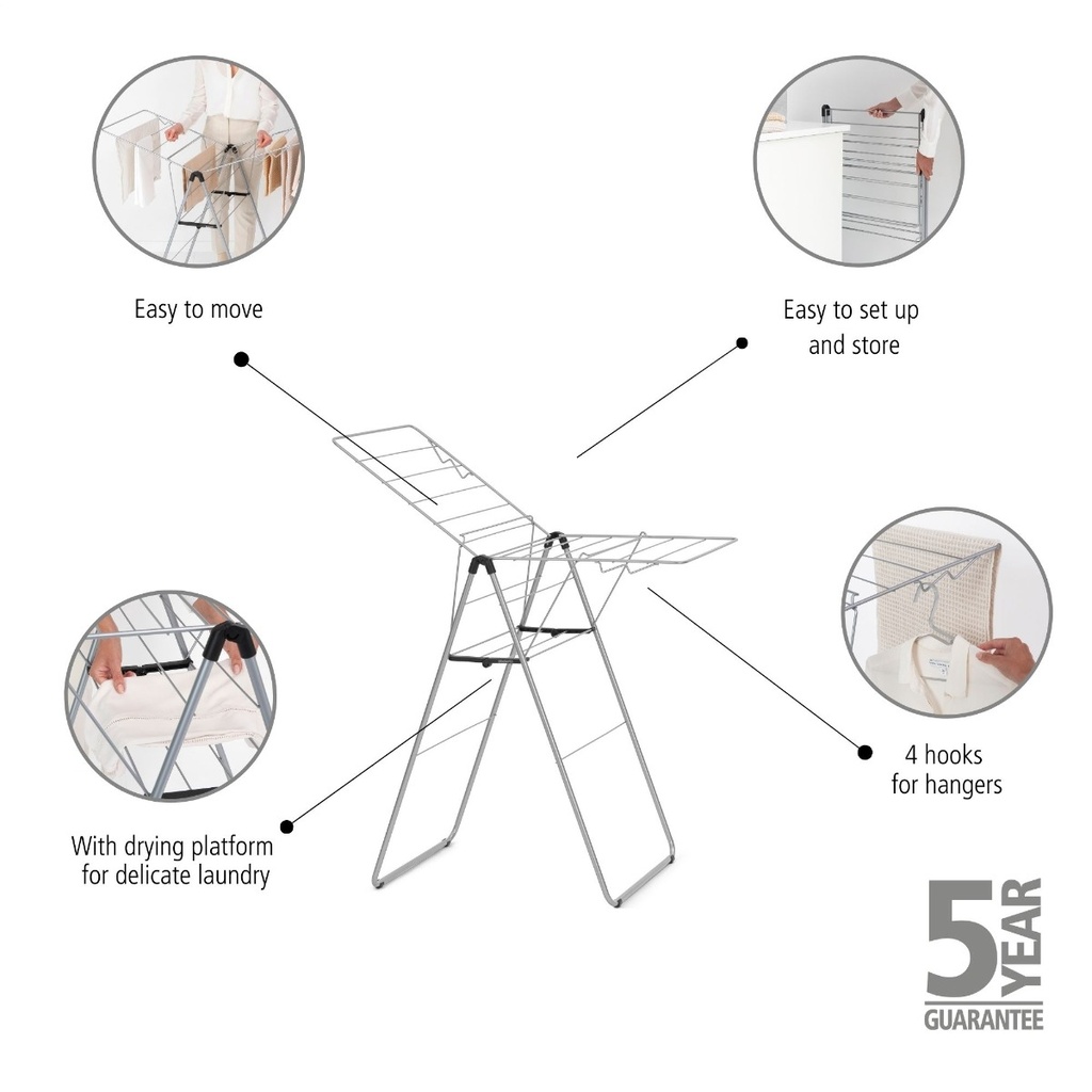 Droogrek 15.0mtr hangon Brabantia metallic grey