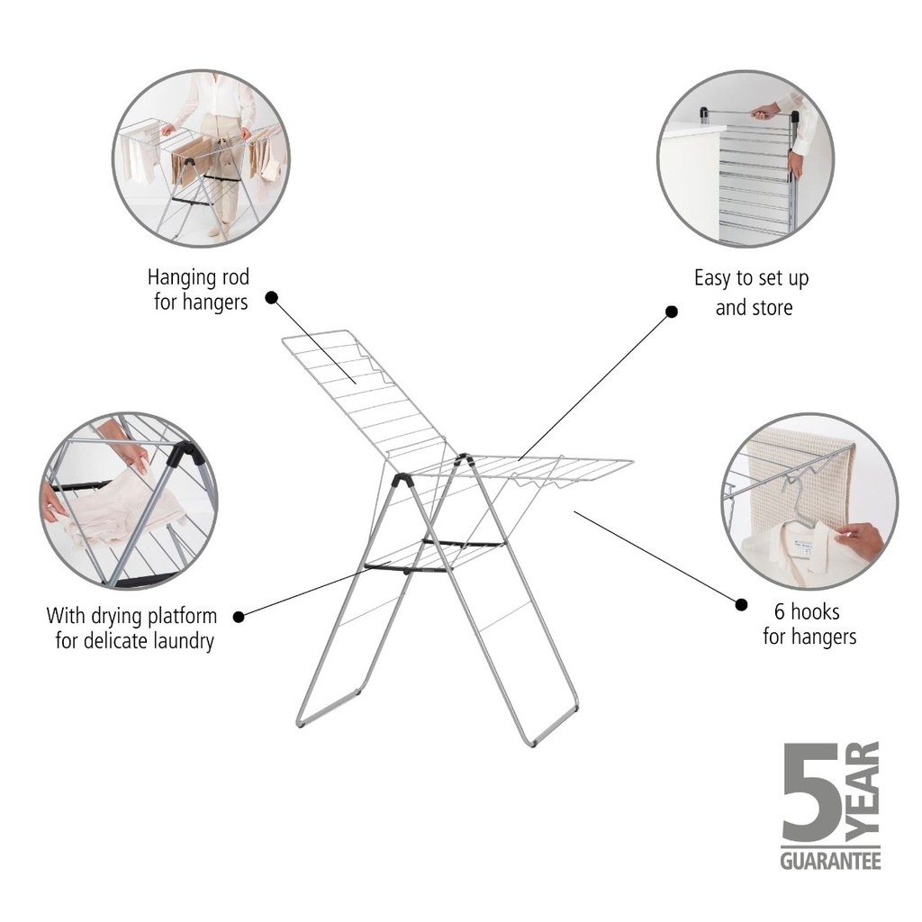 Droogrek 20.0mtr hangon Brabantia metallic grey
