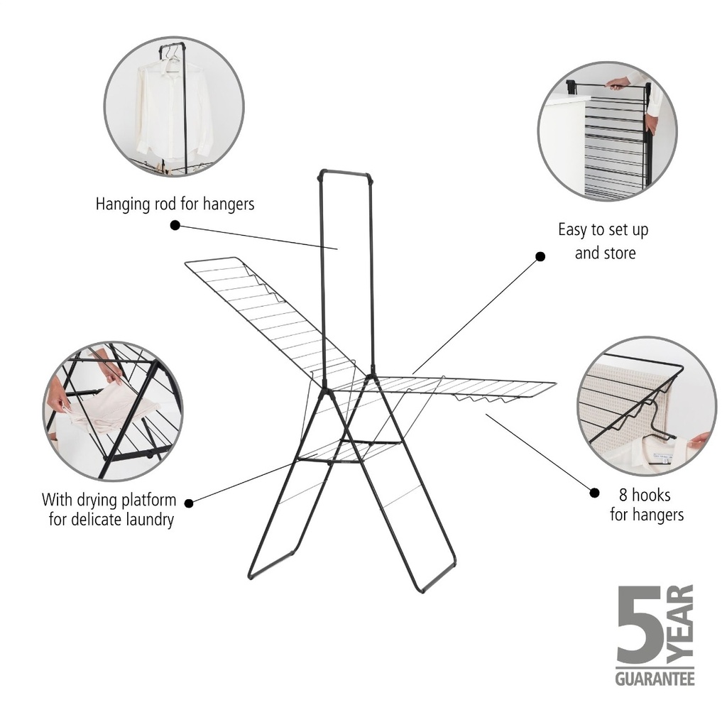 Droogrek 25.0mtr m/stang hangon Brabantia matt black