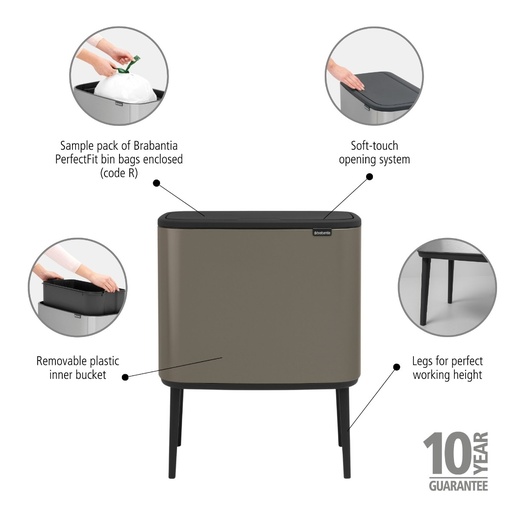 [514466] Prullenbak 36.0l Bo touch Brabantia platinum