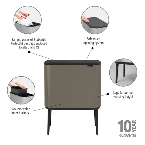 [514472] Prullenbak 11/23.0l Bo touch Brabantia platinum