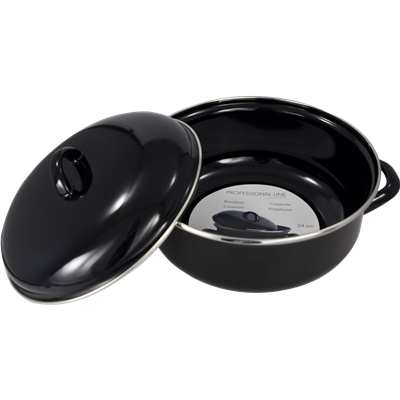 [10099] Braadpan 24.0cm 37.0ltr. zwart Emaille Inductie