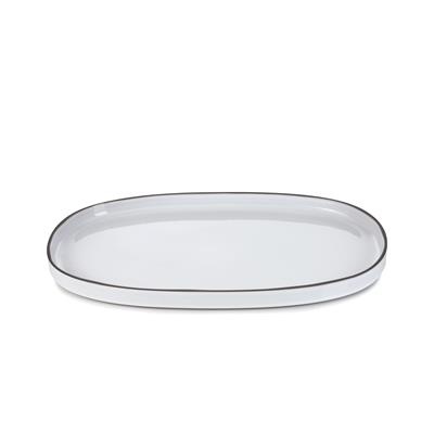 [19226] Bord ovaal 46.5x28.7(h)2.5cm Caractère white