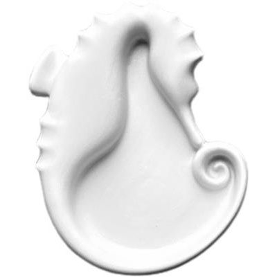 [56793] Bord org 9.5x7.5cm OceanCook seahorse wit mat