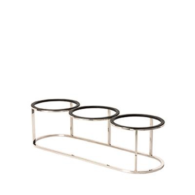 [53080] Buffetverhoger rond 21.8(h)18.0cm Rvs Triple Tilt