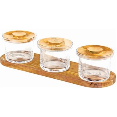 [55206] Set A 3 Voorraadpot 50.0Cl metDeksel oak Tilt