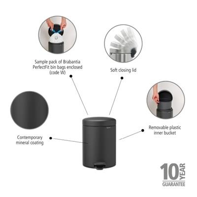 [55485] Prullenbak 5.0l NewIcon Brabantia mineral grey