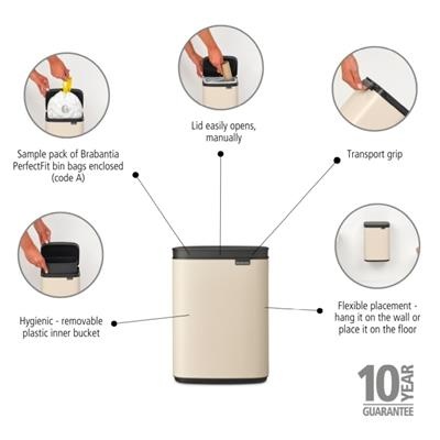 [55507] Prullenbak 4.0l Bo Brabantia soft beige