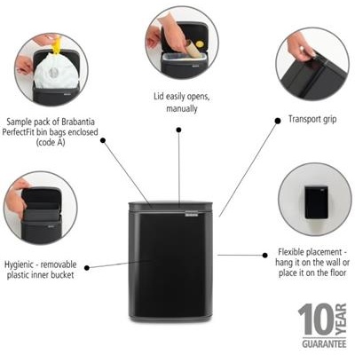 [55512] Prullenbak 7.0l Bo Brabantia matt black