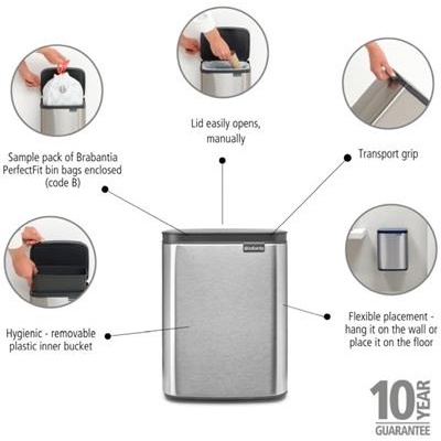[55514] Prullenbak 7.0l Bo Brabantia fpp matt steel
