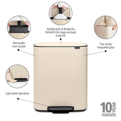[55527] Prullenbak 60.0l Bo Brabantia soft beige