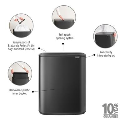 [55543] Prullenbak 60.0l Bo Brabantia confident grey