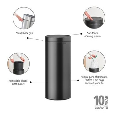 [55548] Prullenbak 30.0l Bo t Brabantia confident grey