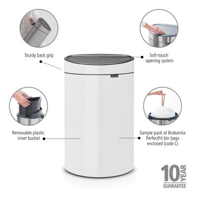 [55551] Prullenbak 40.0l Bo t Brabantia white