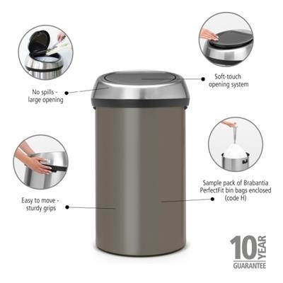 [55557] Prullenbak 60.0l Bo t Brabantia platinum