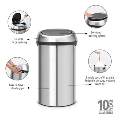 [55560] Prullenbak 60.0l Bo t Brabantia fpp matt steel