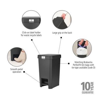 [55573] Prullenbak StepUp 16.0l Brabantia dark grey