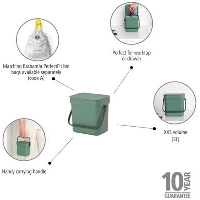 [55577] Prullenbak sort&go 3.0l Brabantia fir green