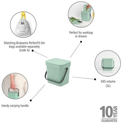 [55579] Prullenbak sort&go 3.0l Brabantia jade green